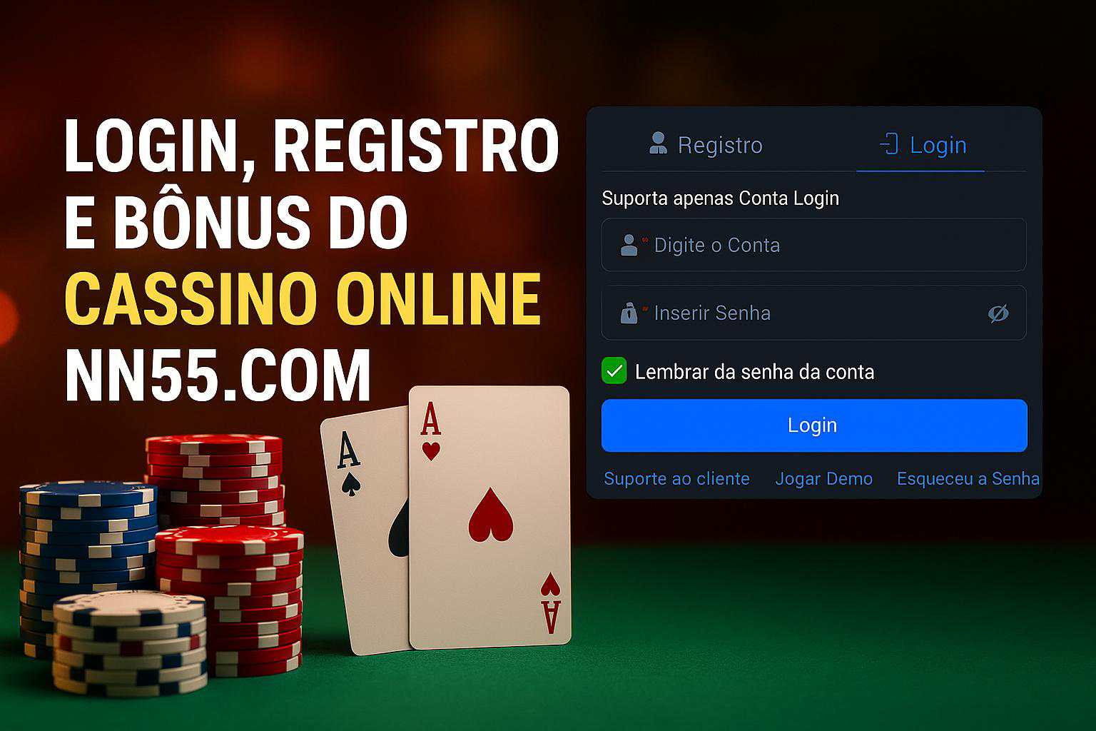 Criar uma nova Conta no plataforma NN55.COM